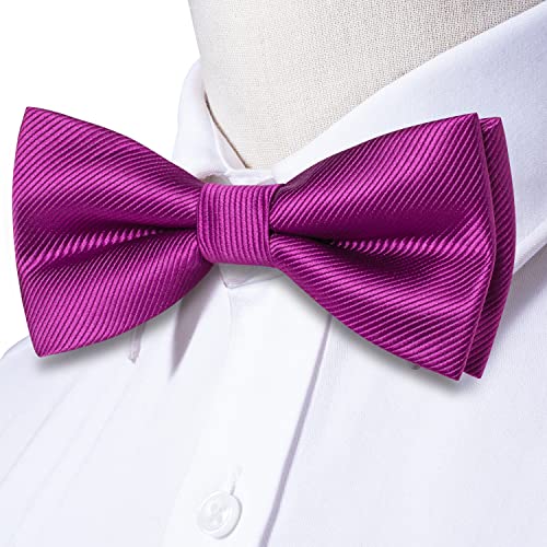 Image of Hi-Tie Bow Ties for Men Pre-Tied Pocket Square with Cufflinks Mens Bowtie Sets for Wedding Formal Party