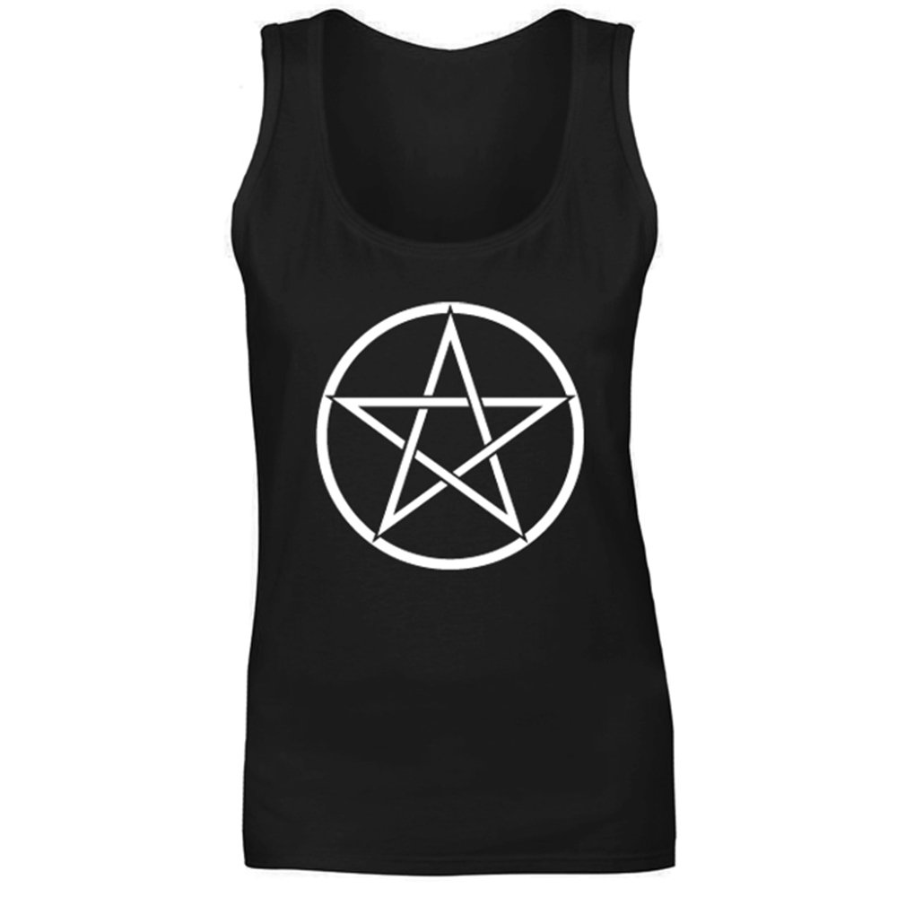 Pentagram Pagan Wiccan Logo Mens Vest Tank Top Black (XXL)