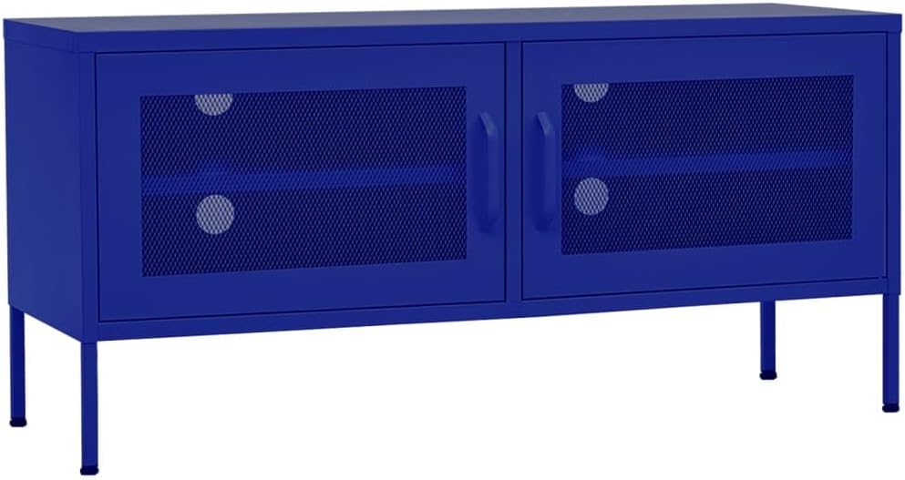 vidaXL TV Stand, TV Stand for Living Room, Sideboard with Storage, Entertainment Center Media Unit Cupboard, Industrial, Navy Blue Steel