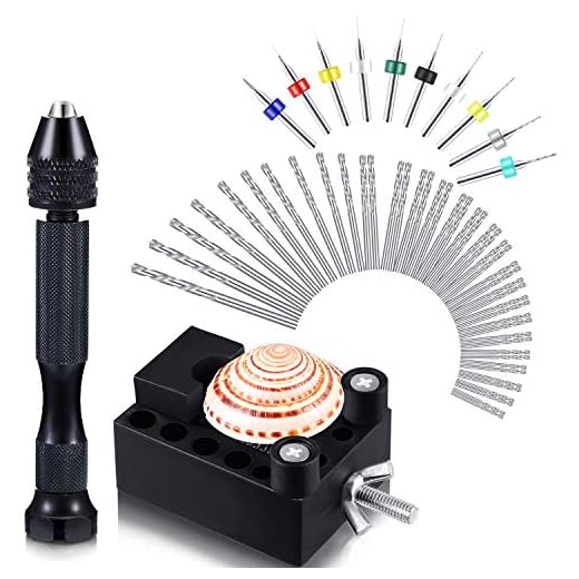 58 Pieces Hand Drill Bits Set Pin Vise Bench Vice 10 Pieces 0.1-1 mm PCB Mini Drill Bits and 46 Pieces Micro Twist Drill Bits for Metal Wood Resin Polymer Clay Craft DIY Jewelry, 4 Kinds of Tools