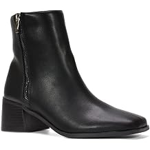 ESSEX GLAM Women's Chelsea Ankle Boots Ladies Low Block Heel Square Toe Zip Biker Booties Size 3-8