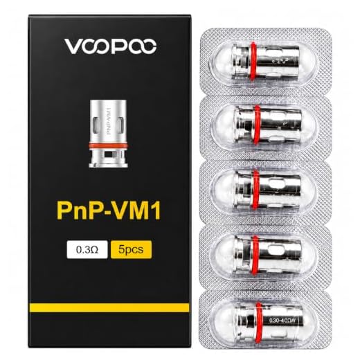 VOOPOO PnP VM1 Replacement Mesh Coil, 0.3ohm, Atomizer Head for Drag X Kit, Drag S Kit, Argus Kit, Argus Pro Kit, PnP POD Tank, Pack of 5, No Nicotine