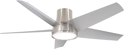 MINKA-AIRE F782L-BNW Chubby II - Abrazadera para exteriores de 58 pulgadas con luces LED y control remoto, níquel cepillado húmedo