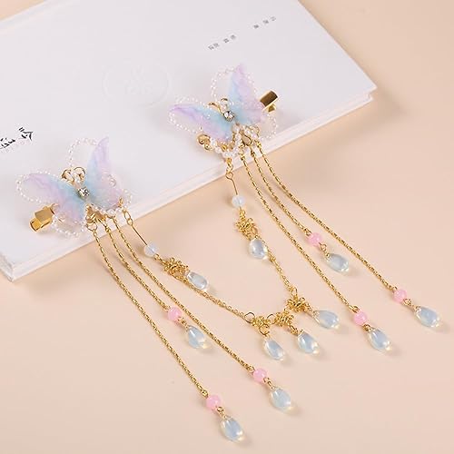 Miniatura 6 de Pinzas para el pelo de mariposa, pasadores de pelo para novia, boda, borla, mariposa, pasadores de tela, mariposas, pasadores, accesorios para el