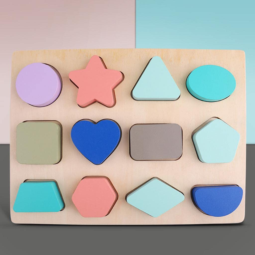 Puzzle Juego Educativo Tablero de Madera Bloques Apilables para Desarrollo Niños Bebés Motricidad Fina Coordinación Mano Ojo Apre, Shape
