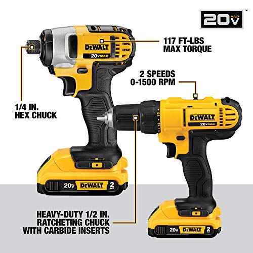 DEWALT 20V MAX Cordless Drill Combo Kit, 10-Tool (DCK1020D2)
