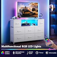 WLIVE LED Dresser TV Stand for 55 Inch TV, 8 Drawers, White — image 4