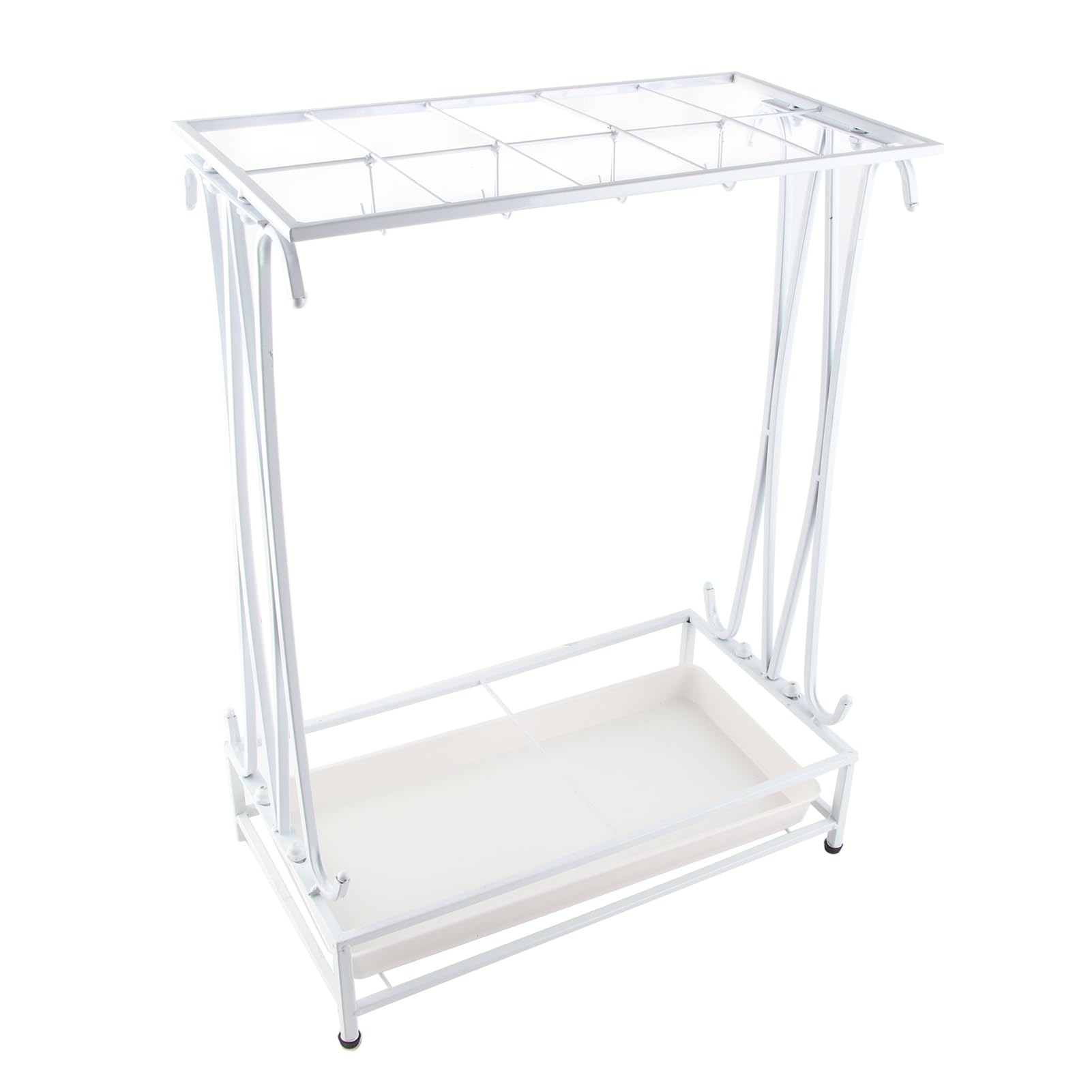 Portaombrelli in Ferro, Supporto Ombrelli con Vaschetta (WHITE)