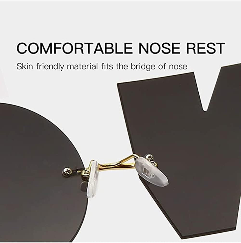 Letter NO Party Rimless Irregular Design Sunglasses For Men/Women UV400 Streetwear Eyewears (black+red) - Image 6