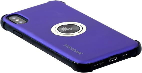 iPhone XR Halka Standlı Mat Kılıf Ring Holder Parmak Destekli Darbe Azaltıcı TPU Koruyucu Kapak Mor
