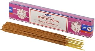Satya Sai Baba Nag Champa Mystic Yoga Incense Sticks Agarbatti 180 Grams Box | 12 Packs of 15 Grams Each in a Box | Export Quality