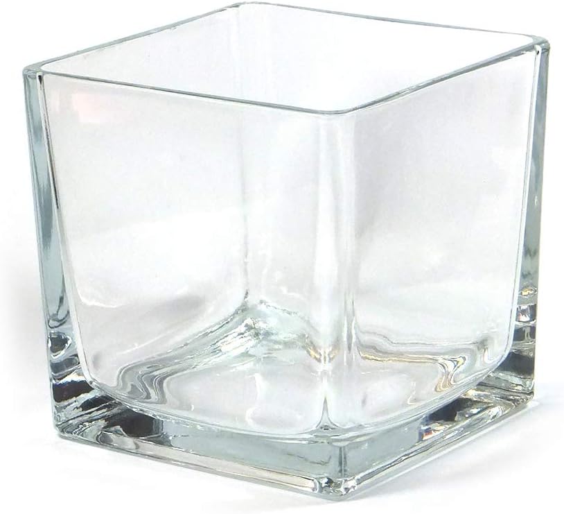 Vasefill Clear Square Glass Vase Tapered - Cube 6 Inch 6" X 6" X 6" Vases 6x6x6