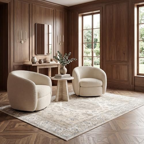 Image of nuLOOM Darby Beige Medallion Washable Area Rug, 3' x 5'
