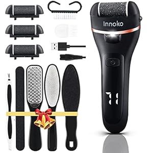 Innoko Foot Callus Remover Electric, Rechargeable with 3 Roller Heads, 2 Speeds & Battery Display- Electric Foot Scrubber for Dead Skin & Cracked Heals- Professional Pedicure Tools for Feet Care 4 51DPar qpIL. SL500 . SS300