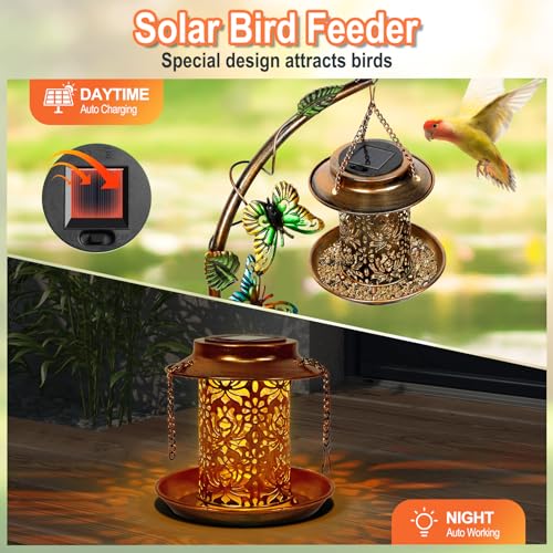 image for FIMOFIDRE 3 in 1 Bird Bath for Outside and Solar Bird Feeders Combo wi
