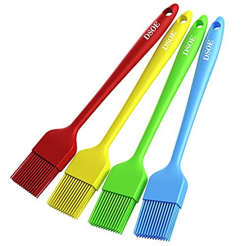 Pastry Brush Basting Brush DSOE Heat-resistant Silicone Cooking Brush Kitchen Brush Cooking Brush Meat Sauce Brush Barbecue Marinade Kitchen Cooking Cake 4pieces