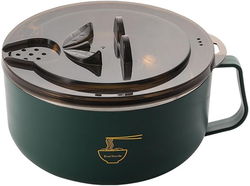 Stainless Steel Noodle Bowl with Lid Student Sealed Portable Lunch Box Fast Food Cup Bento(E)
