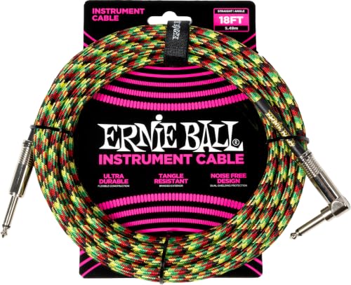 Image of Ernie Ball Braided Instrument Cable Straight /Angle 18ft - Good Vibrations (P06483)