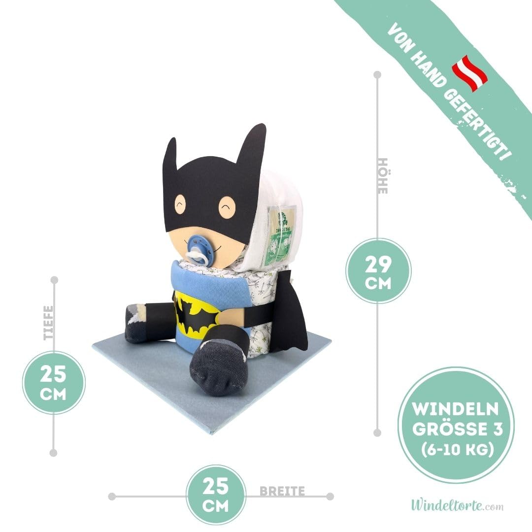 Batbaby [Superhelden Fangeschenk]- Geschenk zur Geburt - Babyparty - Baby - Babyshower - Pullerparty - Jetzt Torte kaufen (Blau/Junge)