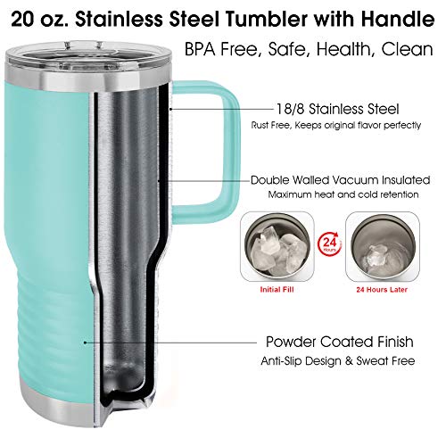 Personalized Tumblers With Handle, Splash Proof Lid, Your Text Engraved In Usa Customized Cups, Stainless Steel Vacuum Insulated Coffee Mugs, Mother's Day Gifts For Grandma By Iproductsus (Teal 20Oz) #TOP3