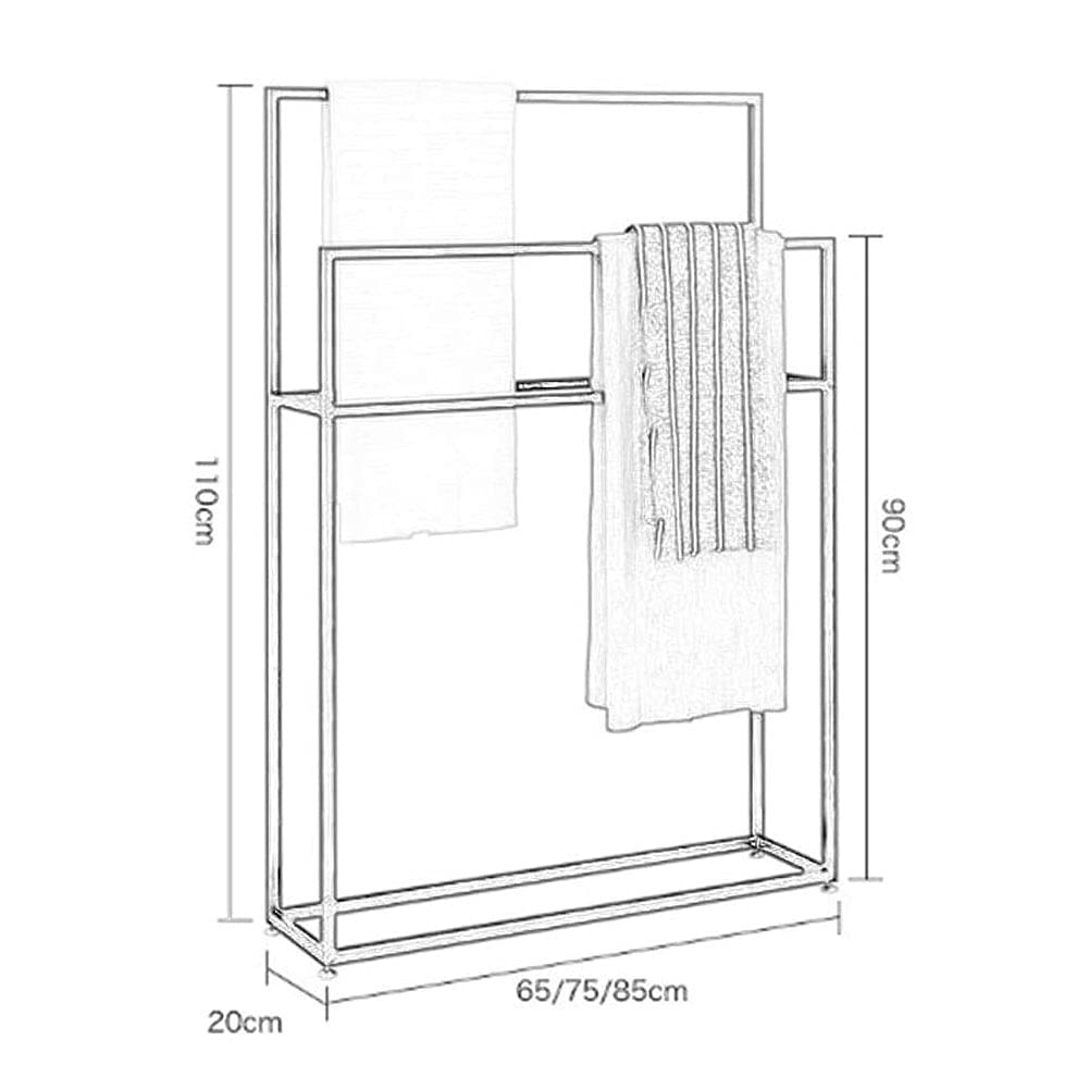 VASDEV Portasciugamani Opaco Portasciugamani autoportante, Portasciugamani in Metallo, Resistente e antiruggine, portaoggetti per Il bagno/65X20X110 Cm (75x20x110 cm)