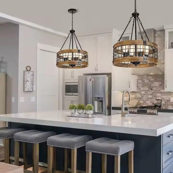 Lámpara colgante de granja de 5 luces para solucionar techos altos e interiores oscuros 6