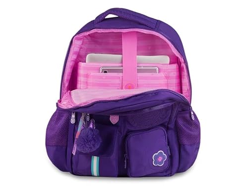 Kit Mochilas Costas Rebecca Bonbon com Lancheira e Estojo Box Bordado 2025 (ROXO)
