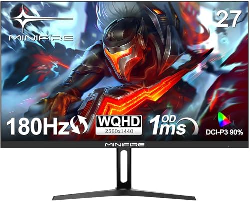 Minifire Monitor Gaming da 27 pollici WQHD 2K, 180 Hz - Pannello Rapid IPS (2560 x 1440), OD 1ms, HDR, 120% sRGB, AMD FreeSync+ HDMI 2.0, DP 1.2 (cavo DP incluso)