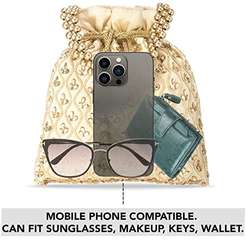 Image of Aheli Potli Purses Gift for Women Handmade Evening Handbag Stylish Bridal Fashion Wristlet