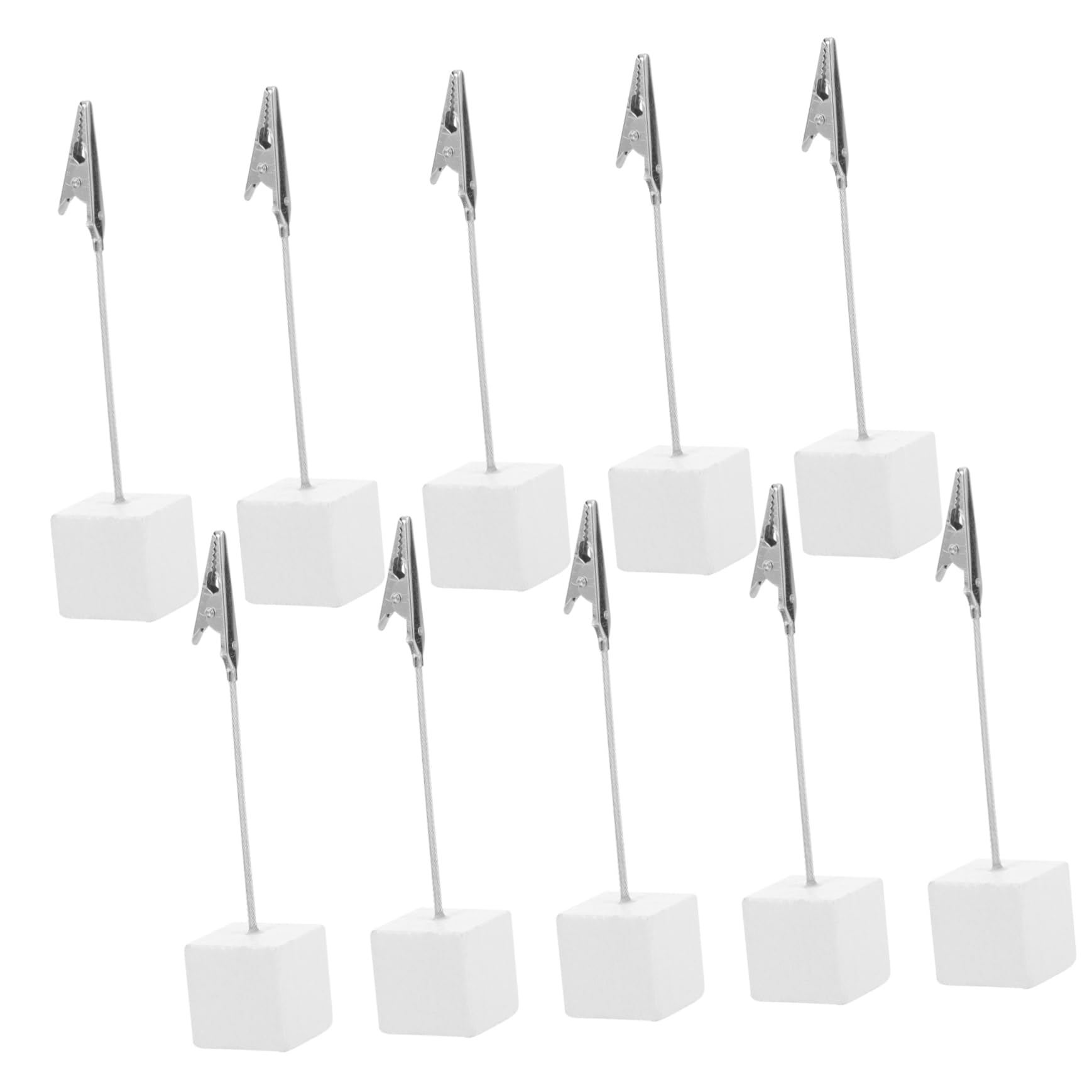 10 Clips De Nota Plateados Con Base Cúbica 4.60X0.94X0.94In Porta Fotos Y Memo Holder Para Oficina Y Hogar Accesorios Casa Portanotas Compactos