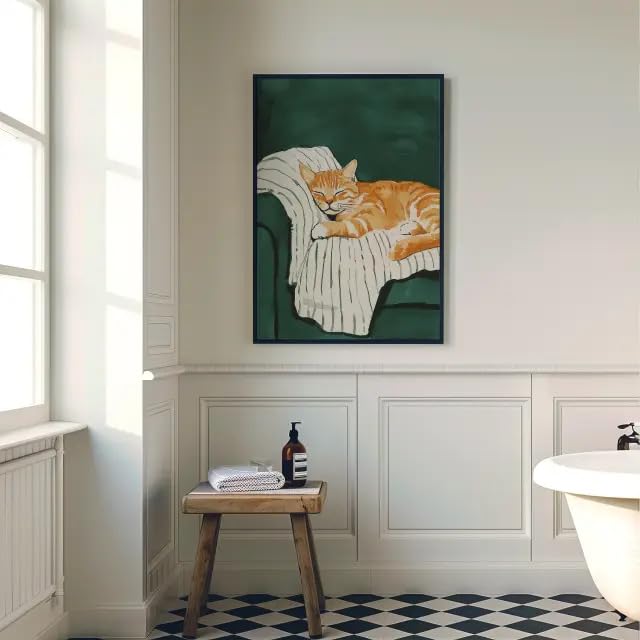 Cuadro sleeping cat tableau chat endormi déco salon cocooning