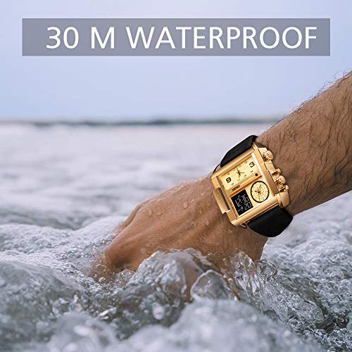 Image of SKMEI Men's Digital Sports Watch, LED Square Large Face Analog Quartz Wrist Watch with Multi-Time Zone Waterproof Stopwatch