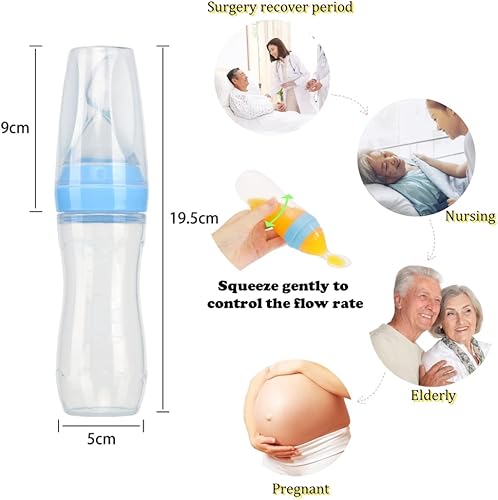 Miniatura 2 de SIQITECHNO Taza de alimentación para beber con cepillo Control de flujo Alimentador líquido Taza de disfagia para gachas de agua Sopa Líquido Bebida