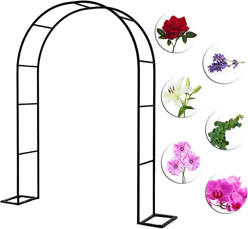 Garden Arbor Arch Steel Frame Weather Resistant Metal Archway for Climbing Plants, Free Standing Trellis Pergola 1.2M 1.4M 1.8M 2.4M 3M 3.5M Wide Garden Arch,Green,W2.4M*H2.2M