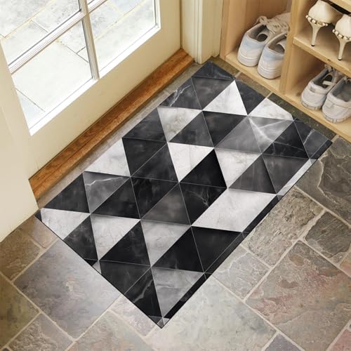 Alfombra pequeña entrada casa GDJSMIN estilo azulejos de mármol decorativa para cocina y salón 2