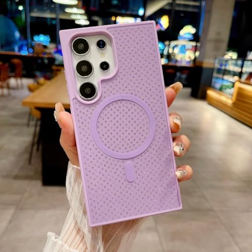 Coque magnétique luxe à paillettes violette pour Samsung S24 Ultra