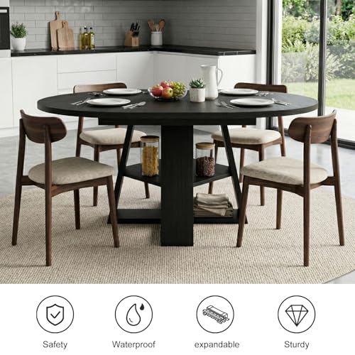 Table ronde pliable bois marron rustique pour salon convivial