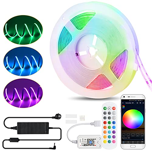 5M COB RGB Tira de LED de alta densidad flexible 810LEDs / M 4050LEDs 12V Tira de luces LED deformable regulable para dormitorio Cocina Hogar Decoración de bricolaje Cover