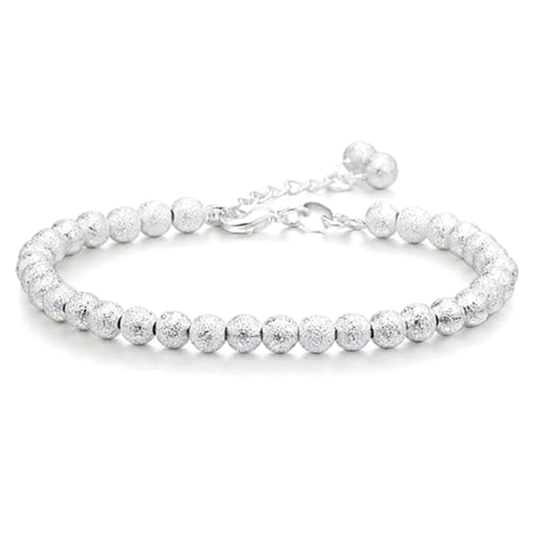 Peora Sterling Silver Plated Frosted Bead Chain Bracelet for Women (B07PDMR76S) Amazon Price History, Amazon Price Tracker