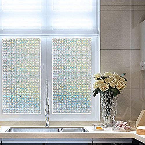 WochiTV Window Film Privacy Weather Colored Reflective Tint Film,Mirror Sun Blocking for Window Home,Crystal Shine Film No Glue UV Reducing Tint,Cling Coverings for Glass House - 35.4 Inch x 32.8 Feet
