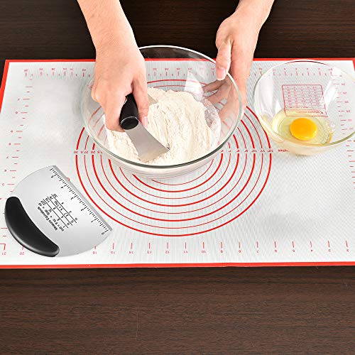 Pastry Cutter, Dough Scraper, Silicone Baking Mats - Stainless Steel Dough Cutters Pastry Blender Set in Gift Package (3 Pcs/Set), Professional Baking Dough Tools & Pastry Utensils for Home Kitchen