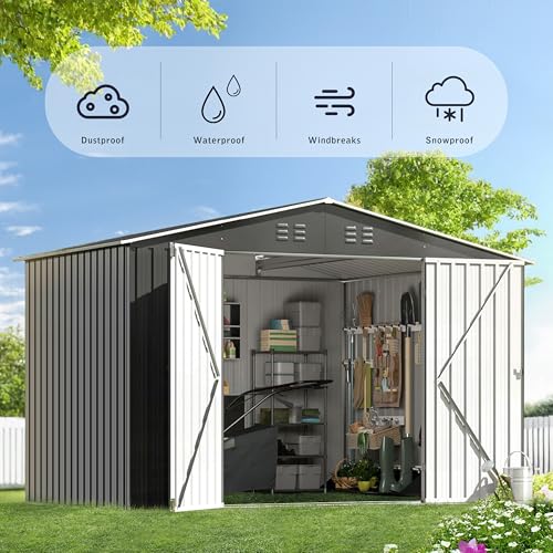 Ball & Cast NO 8Ft X 10Ft Outdoor Shed,Metal Storage Clearance,Anti-Corrosion Utility Tool House With Lockable Door & Shutter Vents,Waterproof Garden Cabinet thumb #3