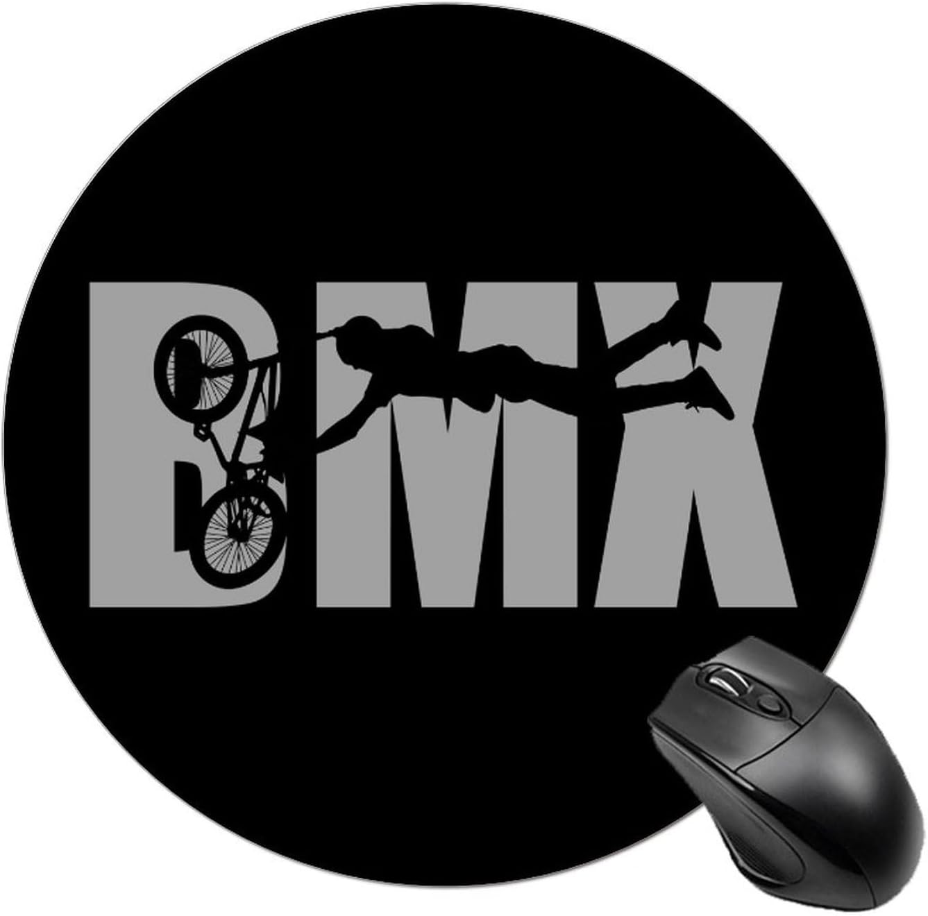 BMX Racing Bike Cycling Round Mouse Pad Desktop Protection Mousemat with Non-Slip Rubber Base 7.8"