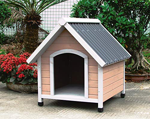 Anka – Niche Villa – Maison en Bois pour Chien – Cabane au Toit Etanche en PVC – Bois Imputrescible 100% Sapin de Finlande – Taille Small –...