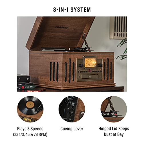 Crosley CR704B-WA Musician 3-Speed Turntable with Radio, CD/Cassette Player, Aux-in and Bluetooth, Walnut - Les Beatles, Paul McCartney, John Lennon, RIngo Starr, George Harrison Crosley CR704B-WA Musician 3-Speed Turntable with Radio, CD/Cassette Player, Aux-in and Bluetooth, Walnut – Image 3