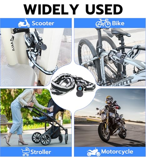 Anweller Scooter Chain Lock, Electric Scooter Accessories, Fingerprint Keyless Biometric Smart Bluetooth App Electronic Digital Heavy Duty Anti Theft Bike Lock - image 6