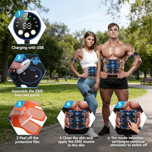 VIHBRAI EMS Muscle Stimulator Waist Trainer Exercise Equipment for Home Use Featuring USB Rechargeable Full-Body Workout Device for Men and Women, Home Gym Fitness Training - Image 2