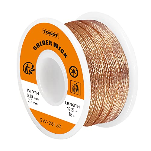 TOWOT Trenza de mecha de soldadura con flujo electrónico sin limpieza,