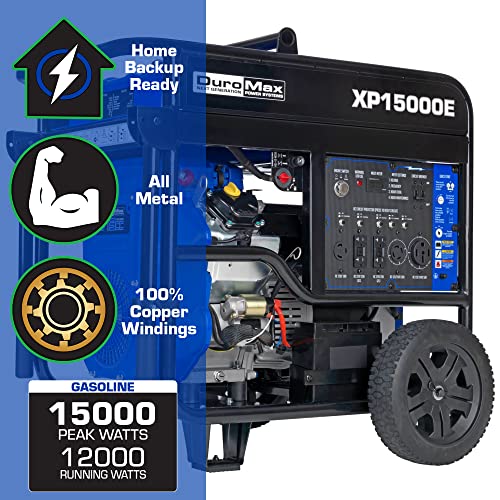 DuroMax XP15000E Gas Powered Portable Generator-15000 Watt Electric Start-Home Back Up & RV Ready, 50 State Approved, Blue/Black - Thumbnail 2