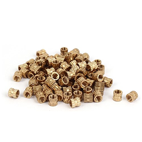 Uxcell a16041800ux0737 M4 x 5mm Brass Injection Molding Knurled Threaded Insert Embedment Nuts 100PCS